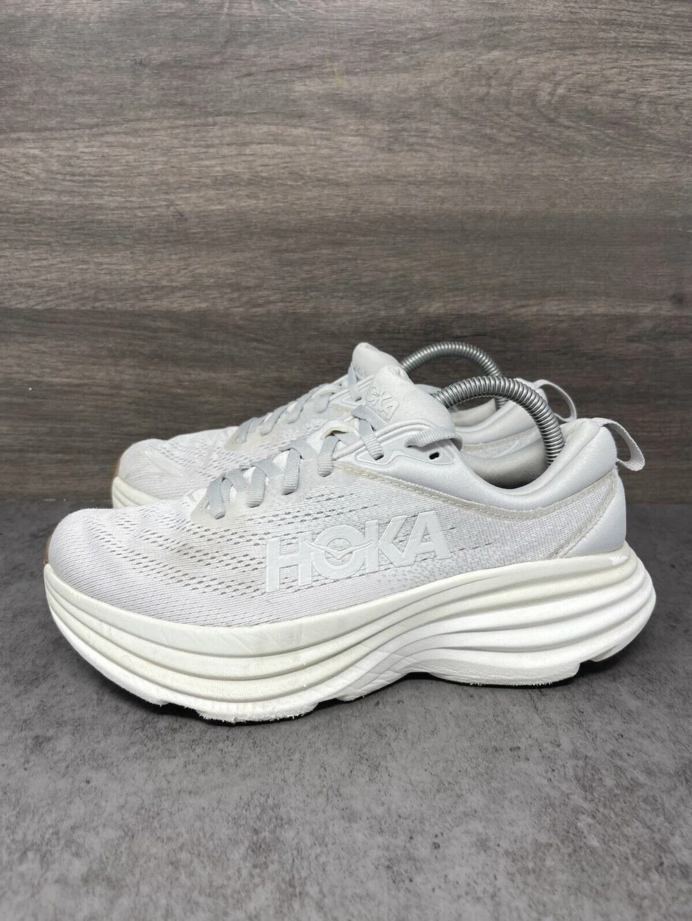 HOKA Bondi 8 Womens Size 8.5 B Lunar Rock Nimbus Cloud Running Walking Shoes